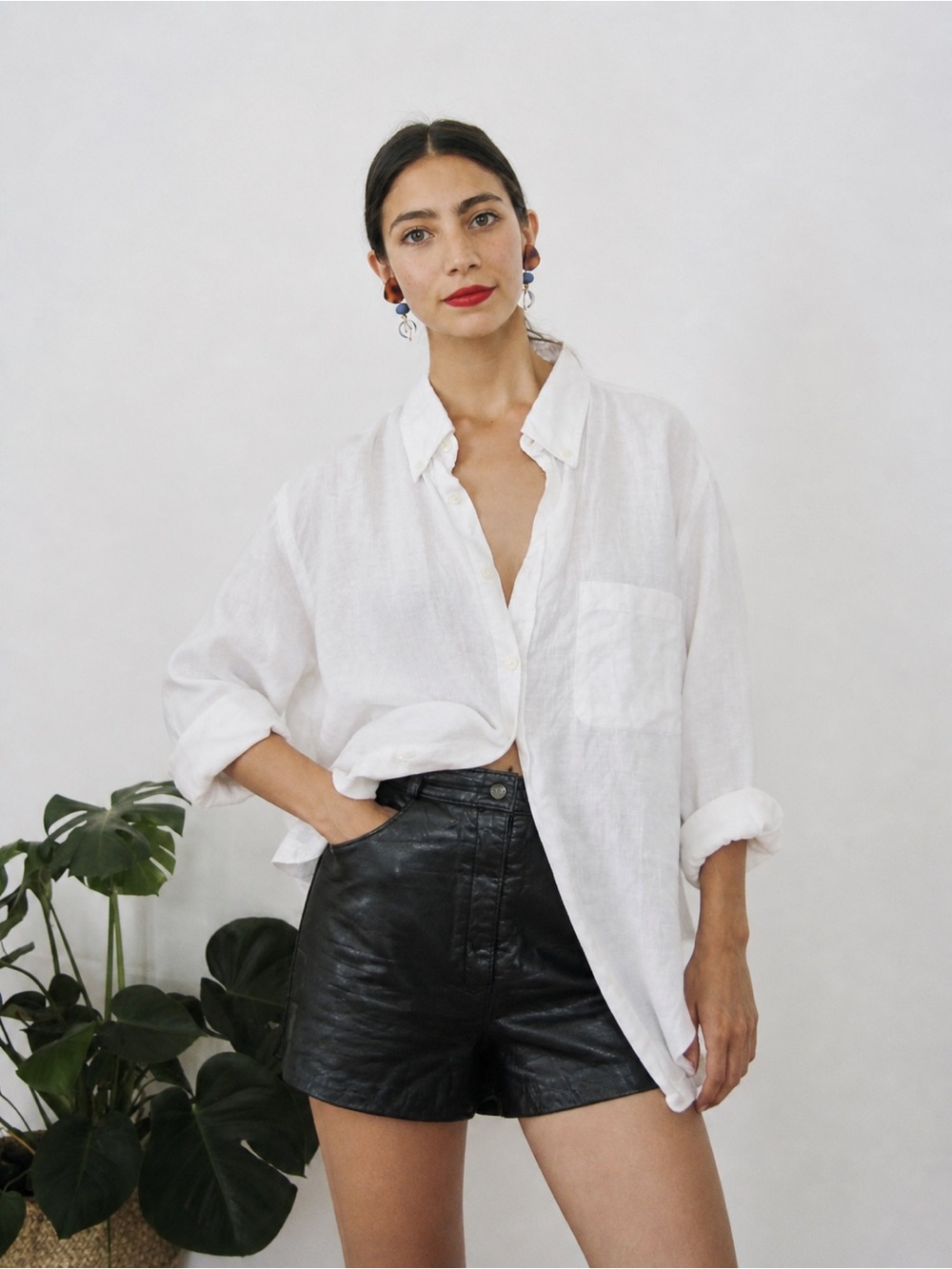 Vintage SABO Black Leather Shorts High Waist Canada Made Size S